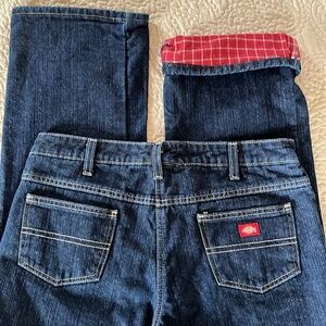 Dickies Flannel-Lined Straight Dark Jeans size 10R